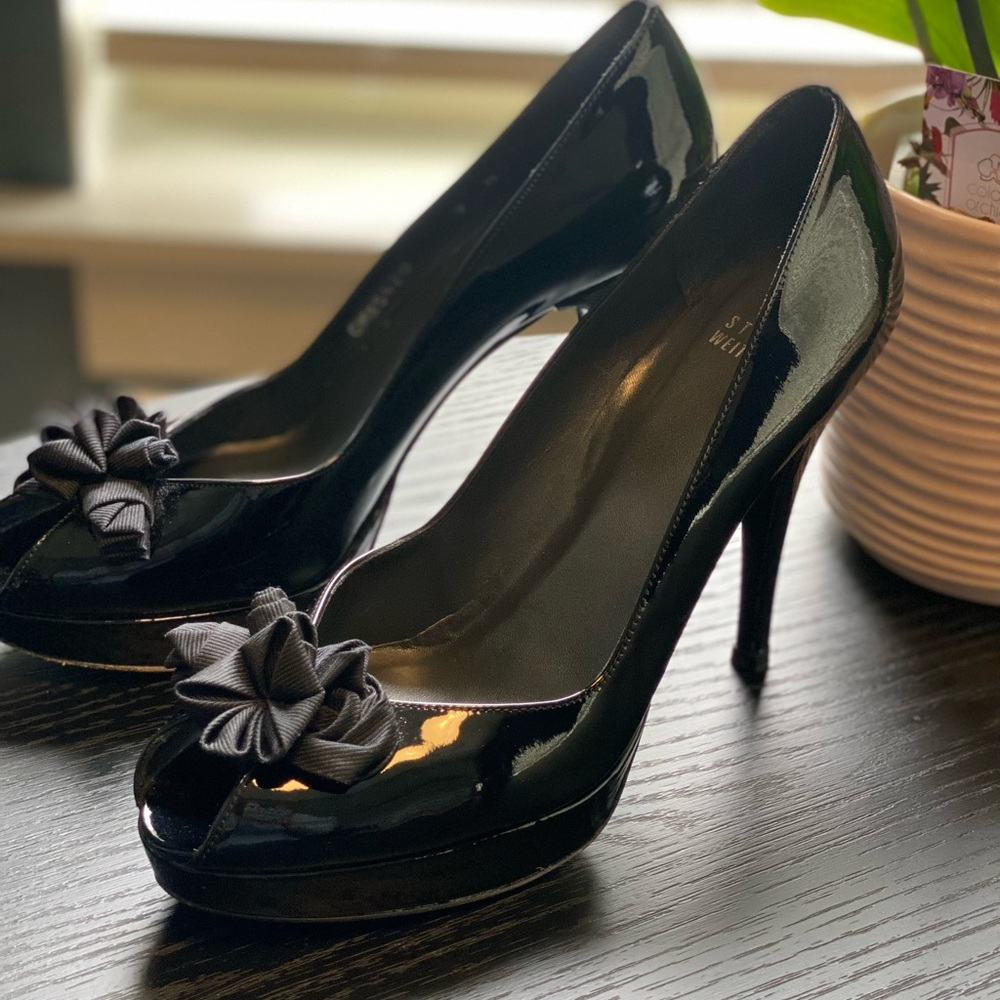 Stuart Weitzman Patent Leather Peep Toe